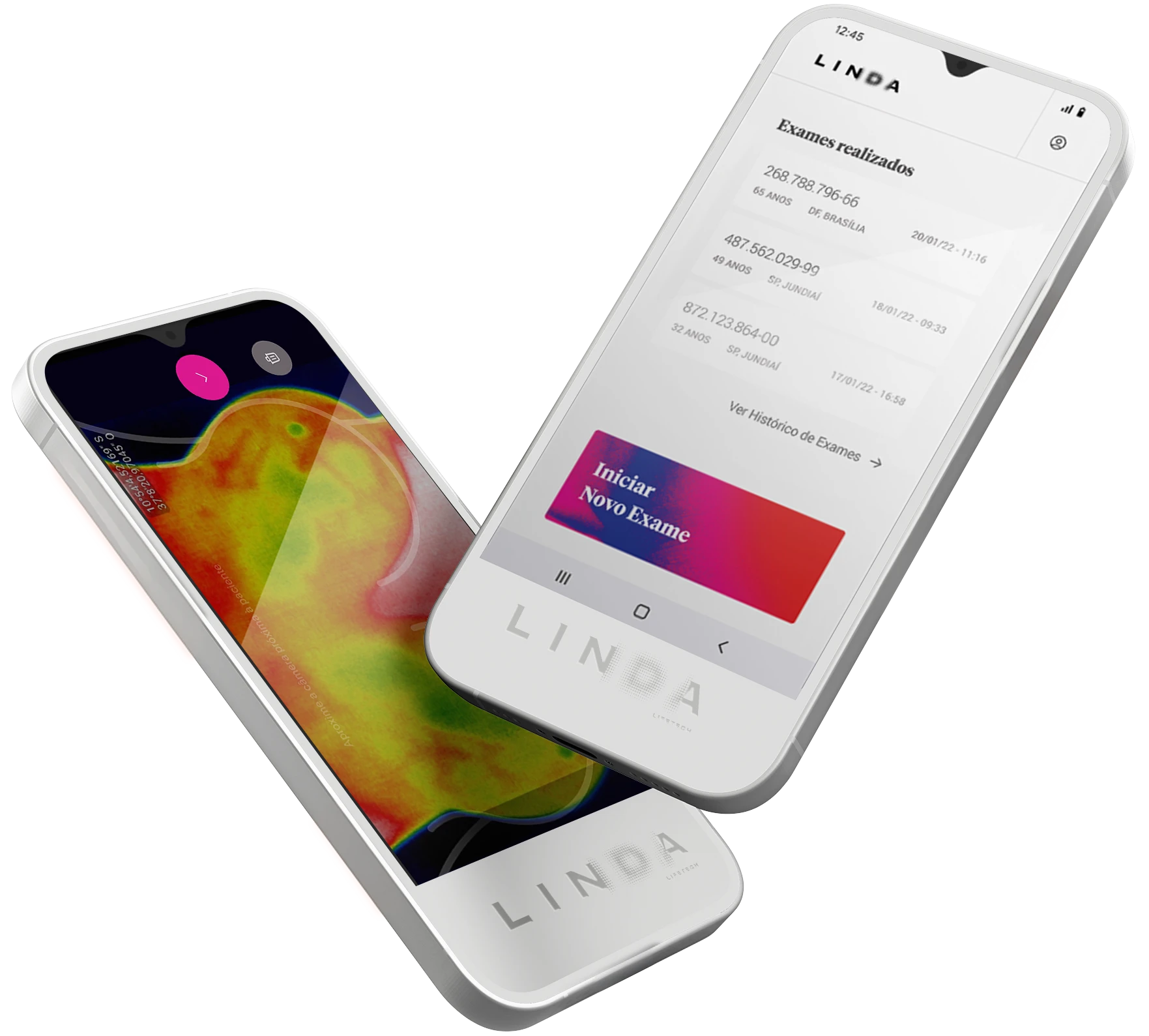 two phones showing the LINDA interface